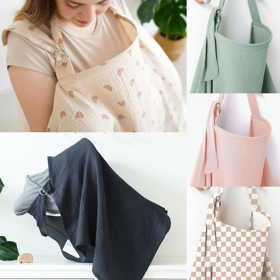 Infant Car Seat Cover - Musselin Stilltuch Tragbare 100% Baumwolle Stillabdeckung